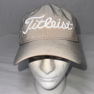 Titleist Footjoy FJ Pro V1 Hat Cap Adjustable Strap Beige Khaki Embroidered Golf